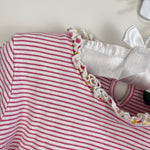 Load image into Gallery viewer, Mini Boden Pink Striped Ruffle Top 7-8
