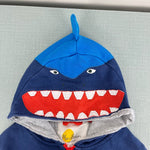 Load image into Gallery viewer, Mini Boden Navy Shark Zip Up Hoodie Sweatshirt 6-7
