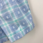 Load image into Gallery viewer, Vintage Blue Green Plaid Teddy Bear Suspender Shorts 18 Months USA
