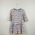 Load image into Gallery viewer, Mini Boden Polka Dot Rainbow Stripe Dress 6-7
