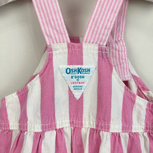 Vintage OshKosh B'gosh Pink Striped Overalls 18 Months USA