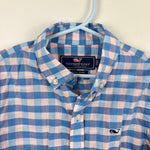 Load image into Gallery viewer, Vineyard Vines Boys' Blue Pink Plaid Whale Button Down Shirt 6
