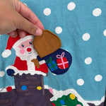 Load image into Gallery viewer, Mini Boden Frost Blue Father Christmas Lift the Flap Applique T-Shirt 7-8
