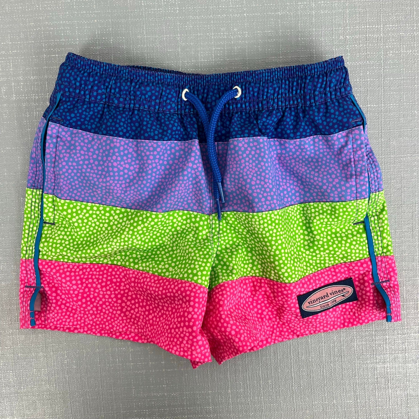 Vineyard Vines Boys Chappy Swim Trunks Neon Dots 4T