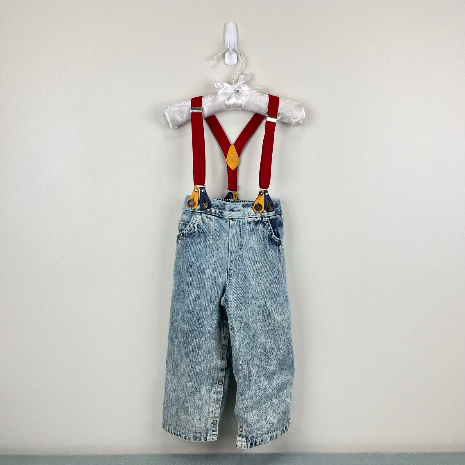 Vintage French Toast Acid Wash Suspender Jeans 18 Months