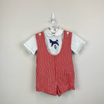 Load image into Gallery viewer, Vintage Saks Fifth Avenue Red Striped Shortall Romper Set 4T
