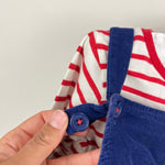 Load image into Gallery viewer, Mini Boden Cord Dungaree Set Starboard Blue Tractors 12-18 Months
