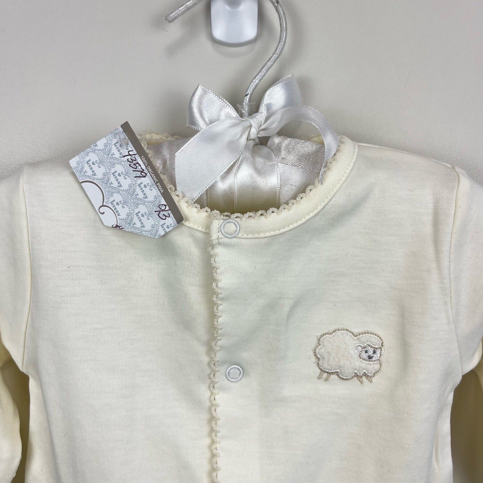 Kissy Kissy Organic Cotton Cream Sheep Footie 0-3 Months NWT