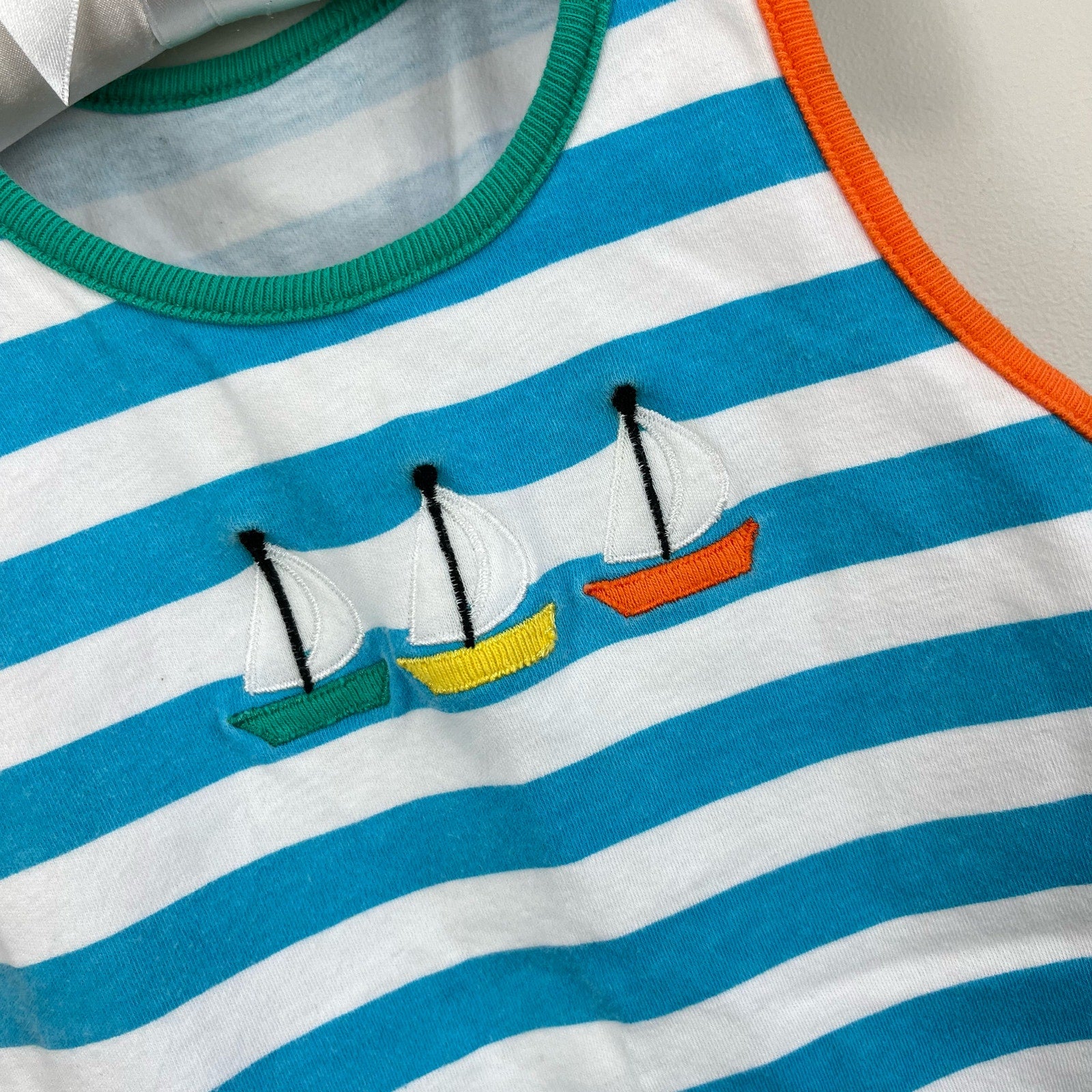 Vintage Striped Sailboat Romper 12 Months