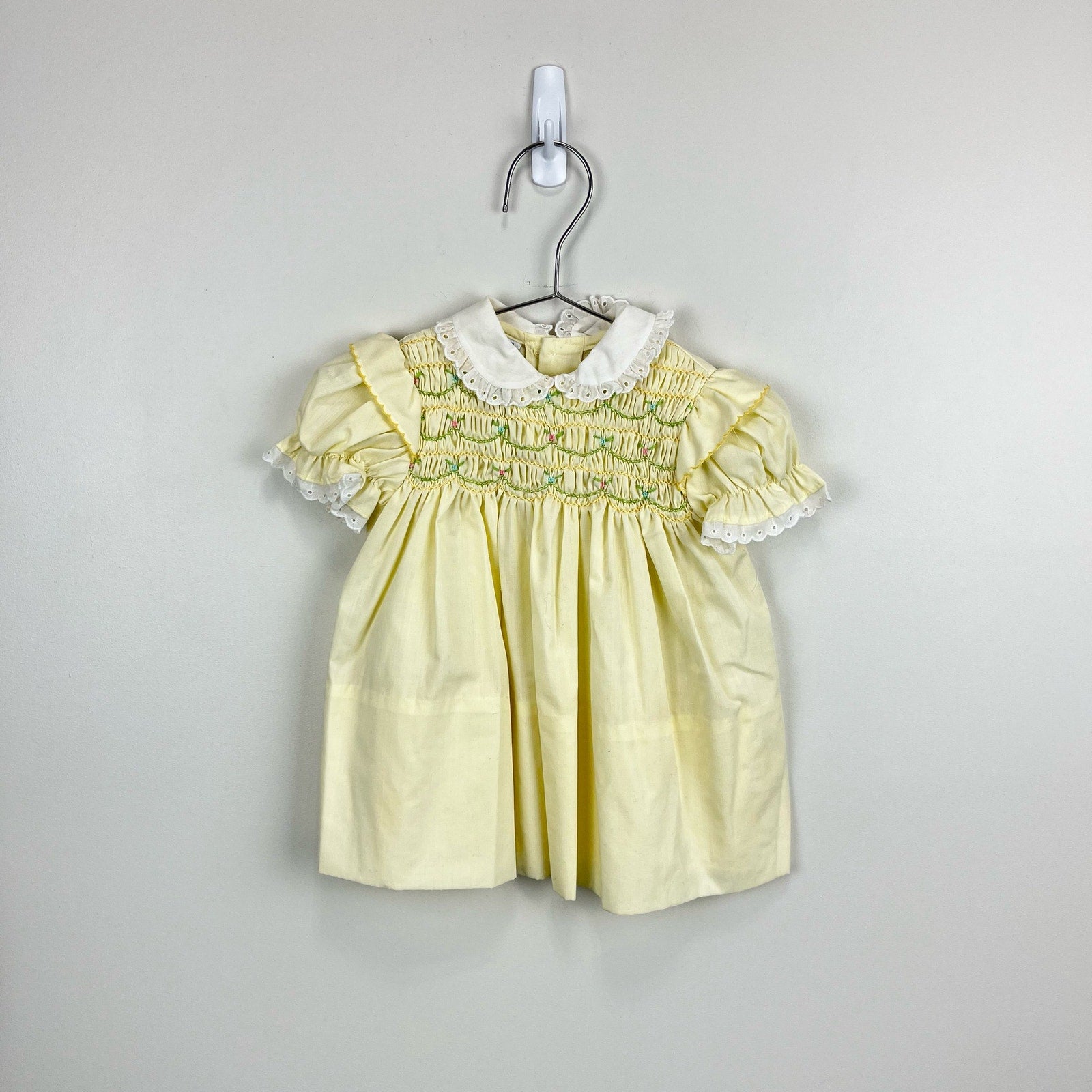 Vintage Polly Flinders Smocked Yellow Dress 24 Months