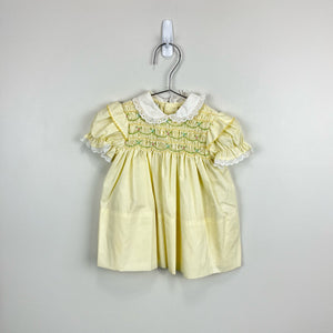 Vintage Polly Flinders Smocked Yellow Dress 24 Months