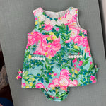 Load image into Gallery viewer, Lilly Pulitzer Baby Lilly Infant Shift Dress Seasalt Blue Fruit Flamingo 3-6 Months
