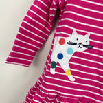 Load image into Gallery viewer, Joules Dazzle Organic Cotton Artwork Dress Pink Applique Cat Dog 9-12 Months
