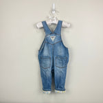 Load image into Gallery viewer, OshKosh B'gosh Floral Cuff Blue Jean Overalls 9-12 Months
