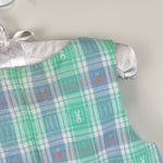 Load image into Gallery viewer, Vintage Green Blue Bunny Shortall Romper 9 Months USA
