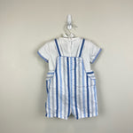 Load image into Gallery viewer, Mayoral Baby Blue Striped Dungaree Shorts Set 12 Months
