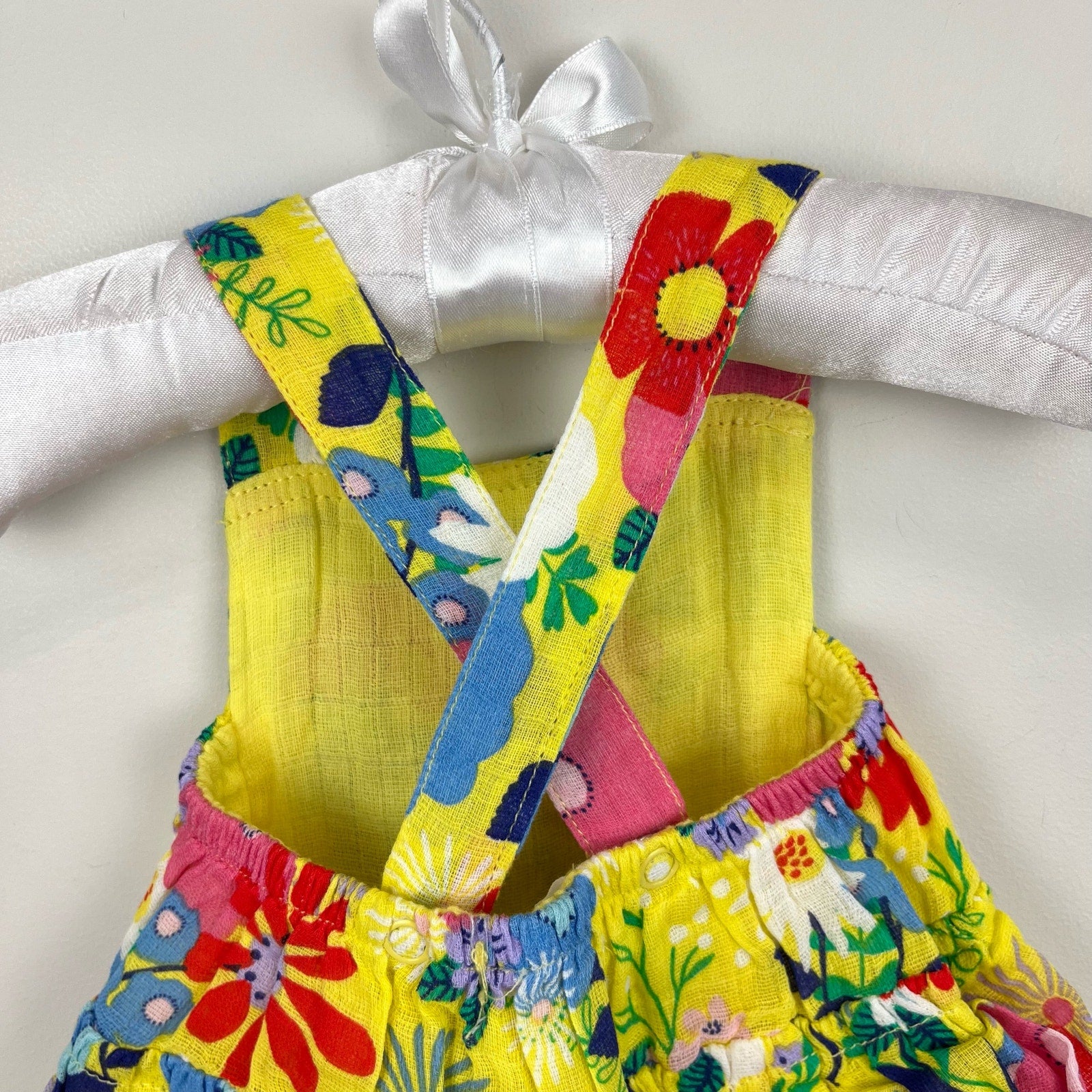 Angel Dear Yellow Floral Ruffle Sun Suit Romper 0-3 Months NWT