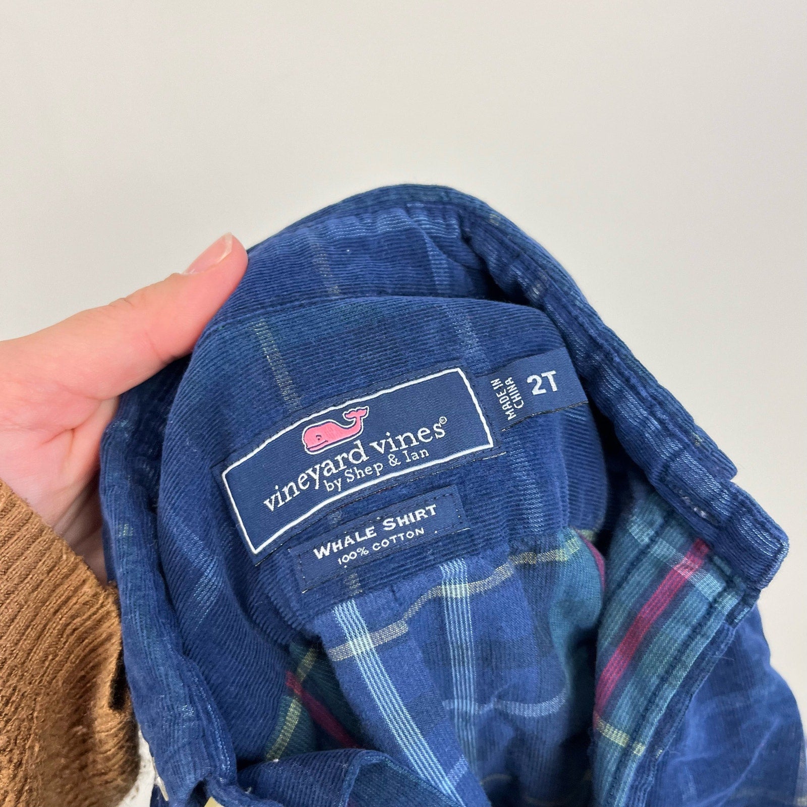 Vineyard Vines Boys Plaid Cord Whale Shirt 2T