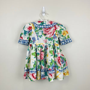 Vintage Rachel's Kids Floral Gingham Ruffle Dress 3T