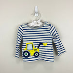 Load image into Gallery viewer, Mini Boden Striped Tractor Life the Flap T-Shirt 3-6 Months
