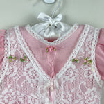 Load image into Gallery viewer, Vintage First In First Out Pink Lace Vest Romper 6-9 Months USA

