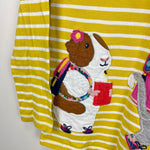 Load image into Gallery viewer, Mini Boden Front &amp; Back T-shirt Yellow Ivory Animals 6-7
