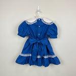 Load image into Gallery viewer, Vintage JM Rags Blue Smocked Ruffle Lace Party Dress 4T
