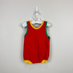 Load image into Gallery viewer, Vintage I&#39;m the New Kid in Town Red Shortall Romper
