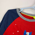 Load image into Gallery viewer, Mini Boden Printed Raglan Logo T-Shirt Red Space Shuttle 7-8
