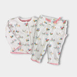 Load image into Gallery viewer, Mini Boden Cosy Velour Reversible Jacket &amp; Pants Set Pink/Ivory Ducks 3-6 Months
