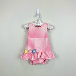 Load image into Gallery viewer, Florence Eiseman Pink Stripe Skirted Romper 9 Months
