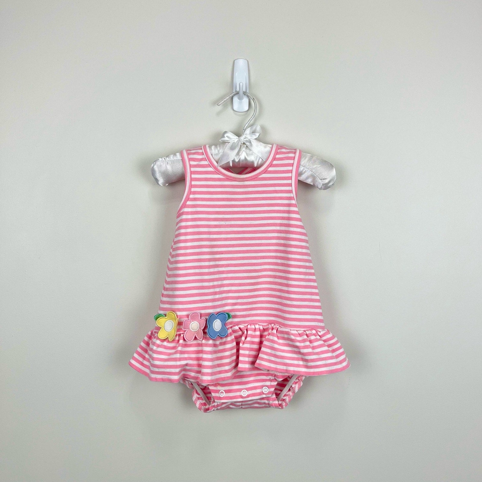 Florence Eiseman Pink Stripe Skirted Romper 9 Months