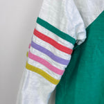 Load image into Gallery viewer, Mini Boden Raglan T-Shirt Applique Rainbow Stripes 11-12
