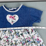 Load image into Gallery viewer, Vintage Evy Floral Lace Denim Heart Top Toddler Girl
