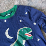 Load image into Gallery viewer, Mini Boden Snug Long John Pajamas Navy Dinosaur 14
