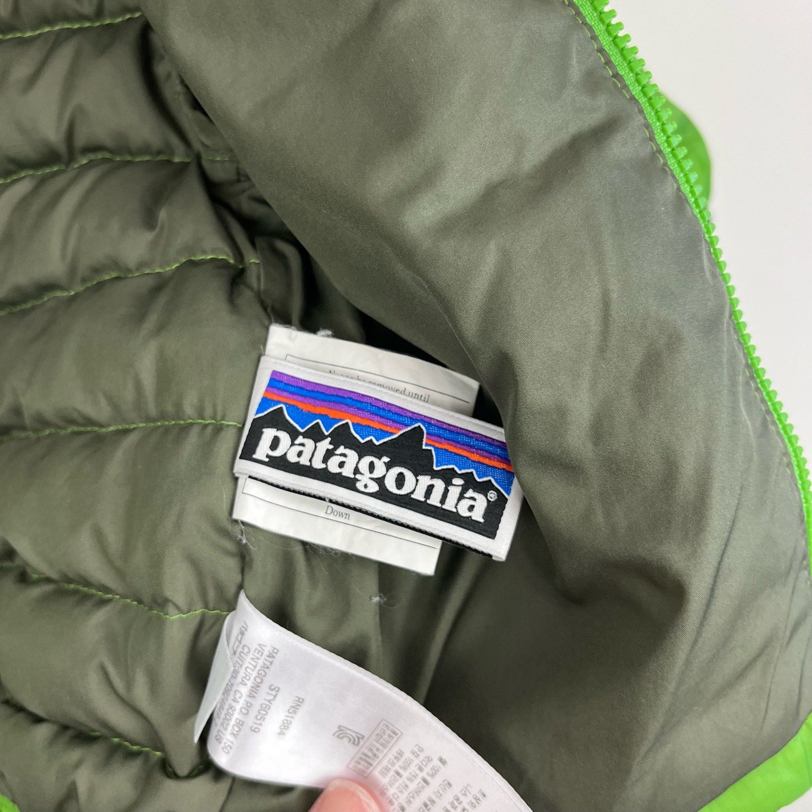 Patagonia Baby Down Sweater Coat Green 3-6 Months