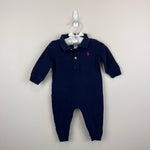 Load image into Gallery viewer, Ralph Lauren Soft Cotton Polo Coverall Navy Blue 9 Months
