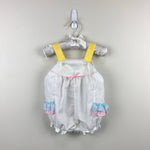 Load image into Gallery viewer, Vintage Pastel Ruffle Bow Sunsuit Romper 6-9 Months

