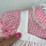 Load image into Gallery viewer, Vintage Cherubs Pink Gingham Baby Chick Dress 9 Months
