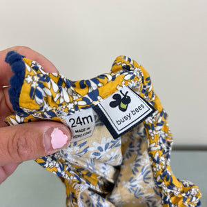 Busy Bees Yellow Blue Floral Ruffle Blouse 24 Months