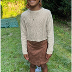 Load image into Gallery viewer, Happily Grey Kids Tan Cable Knit Sweater M 7/8
