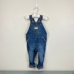 Load image into Gallery viewer, OshKosh B&#39;gosh Floral Cuff Blue Jean Overalls 24 Months
