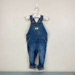 Load image into Gallery viewer, OshKosh B'gosh Floral Cuff Blue Jean Overalls 24 Months
