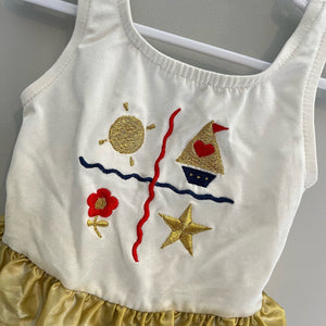 Vintage Nautical Ruffle Bathing Suit 18 Months