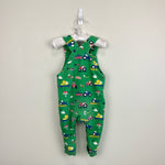 Load image into Gallery viewer, Mini Boden Jersey Dungaree Iguana Green Farm Friends 12-18 Months
