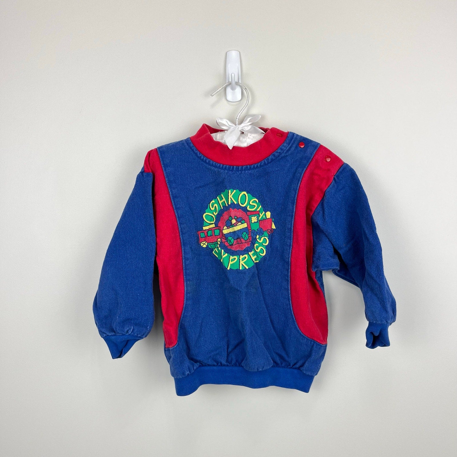 Vintage OshKosh B'gosh Express Blue Red Pullover Toddler Boy USA