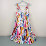 Load image into Gallery viewer, Mini Boden Tiered Tassel Maxi Dress Multi Rainbow Zebra 6-7
