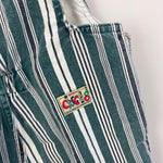Load image into Gallery viewer, Vintage Number One Jeans Green White Striped Overalls 24 Months Italy
