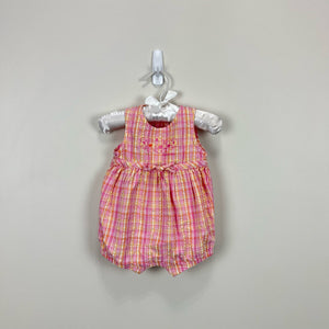 Vintage OshKosh B'gosh Pink Plaid Bubble Romper 0-3 Months