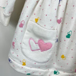 Load image into Gallery viewer, Vintage Tots Town Polka Dot Heart Ruffle Sweatshirt Dress 2T
